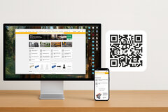 Bildschirm mit Smartphone und QR-Code 
