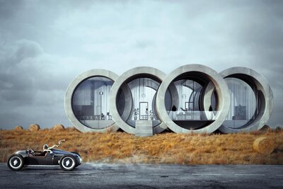 Audi Logo als Haus
