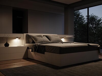 Bett mit Beleuchtung