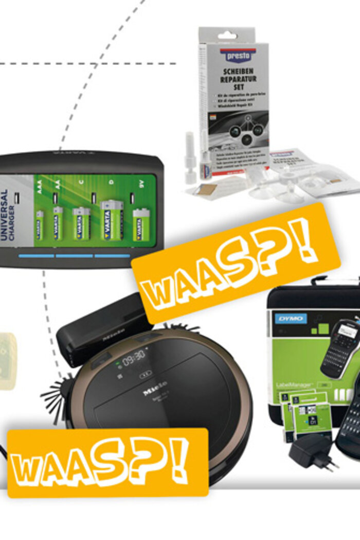 Haushaltsgeräte aufgereiht