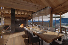 Holztisch mit Aussicht