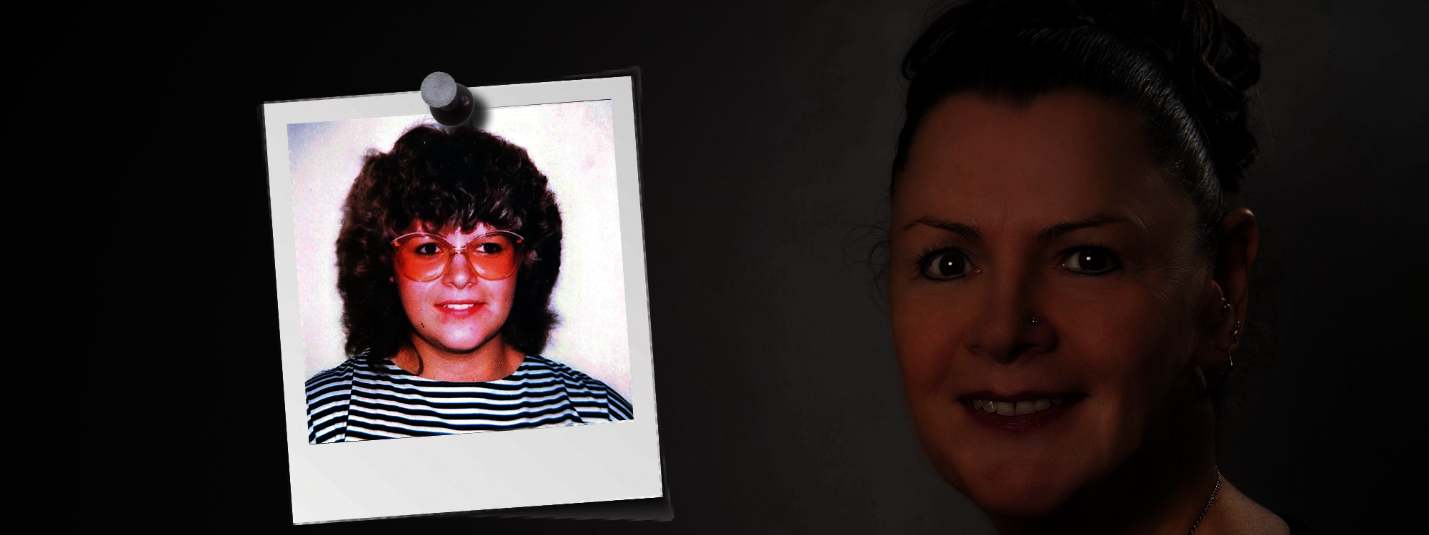 Portraitfoto von Karin Menschhorn in jungem Alter und zur aktuellen Zeit 