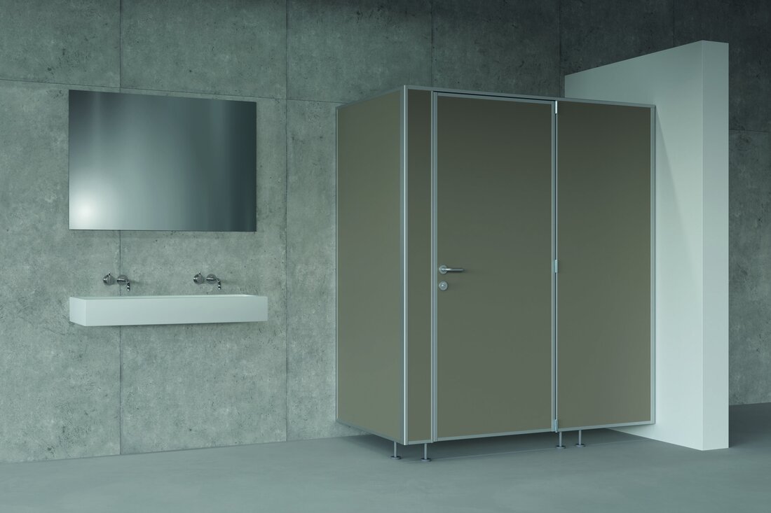 WC mit Trennwandsystemen in braun