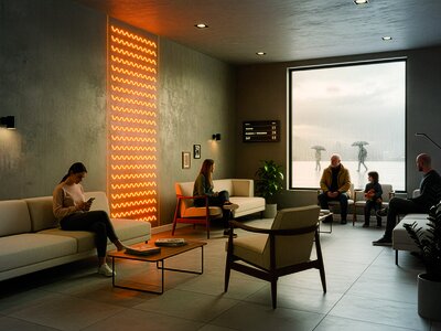 LICO Heat+Wall Wandheizung Wartesaal mit heizbarem Wandpaneel