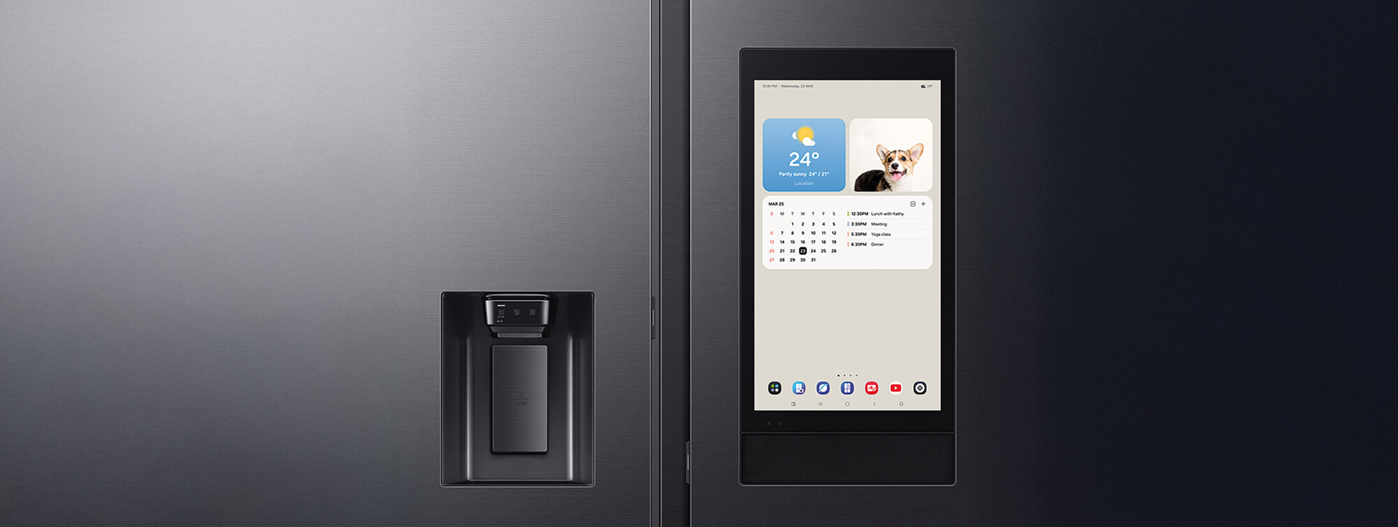 Smarter Kühlschrank mit Display in Grau 