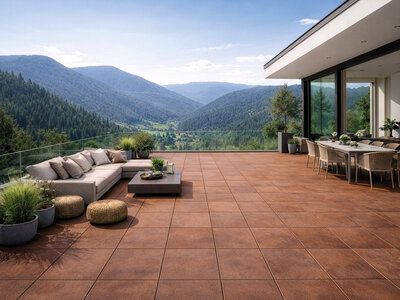 Terrasse mit Terracottafliesen