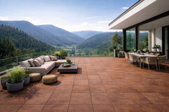 Terrasse mit Terracottafliesen