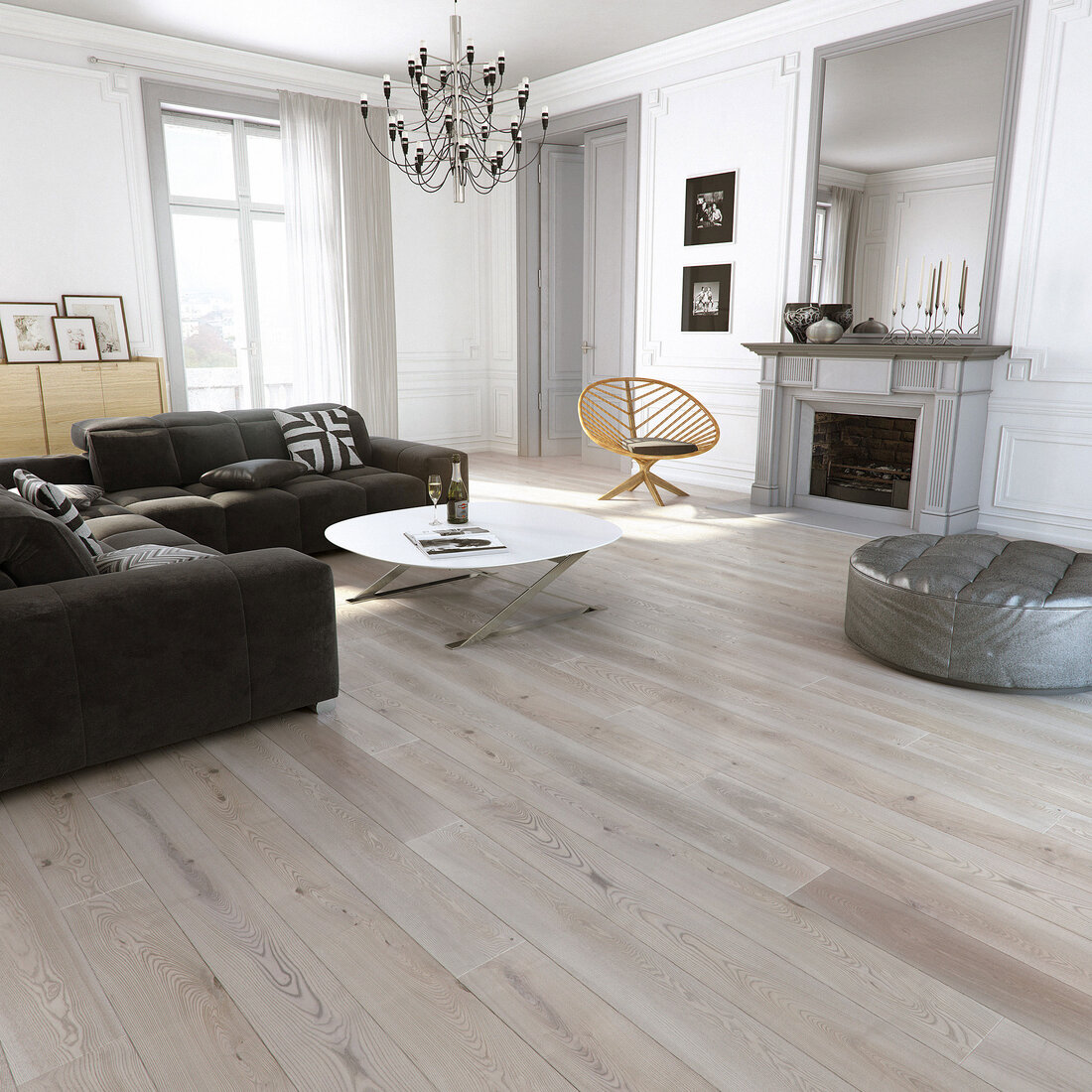 Landhausdiele Esche, Platinum, lackiert