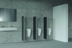 Pissoir mit anthrazitfarbenen Trennwandsystemen