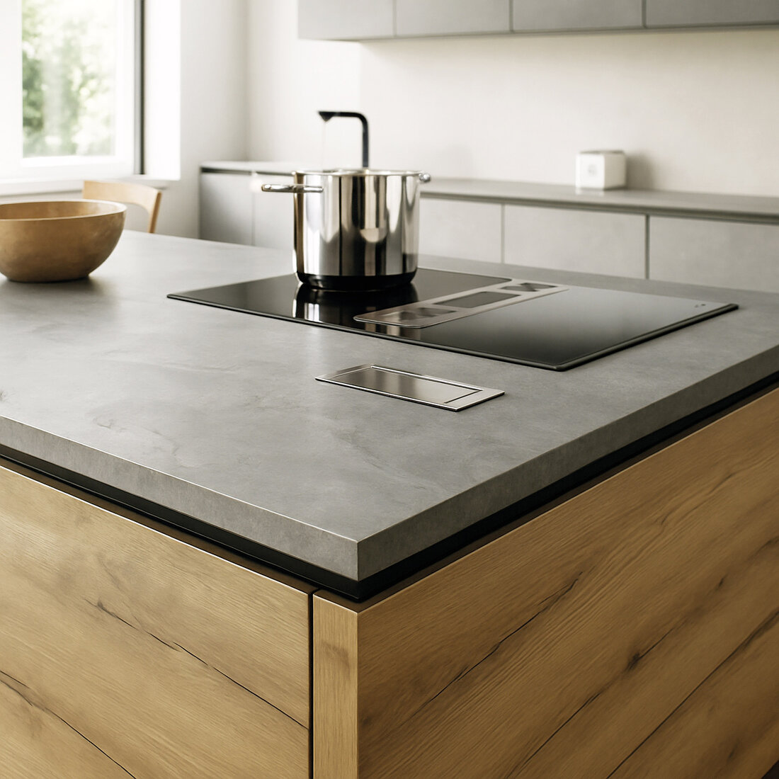 graue Küchenarbeitsplatte