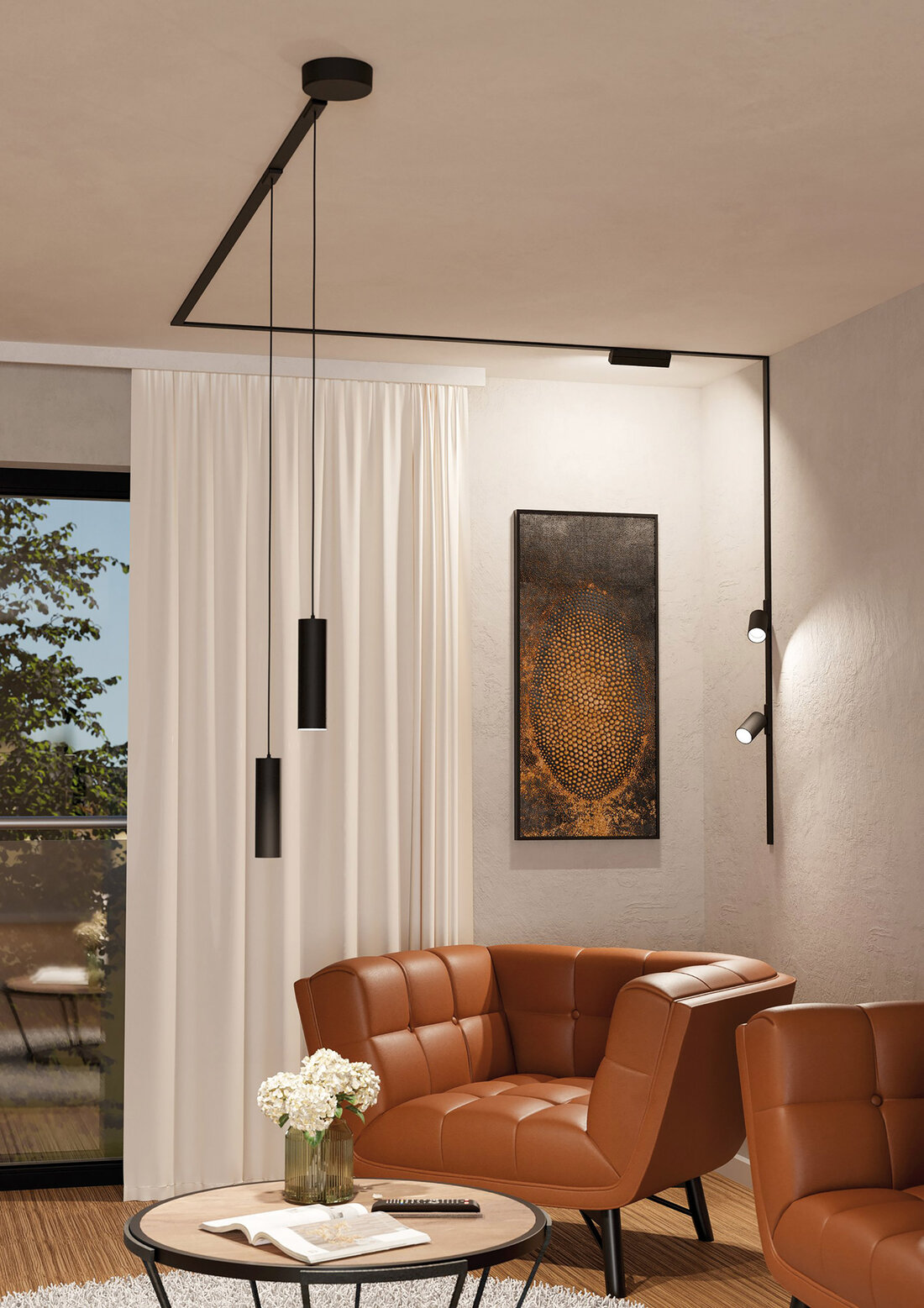 Tisch mit Deckenleuchte