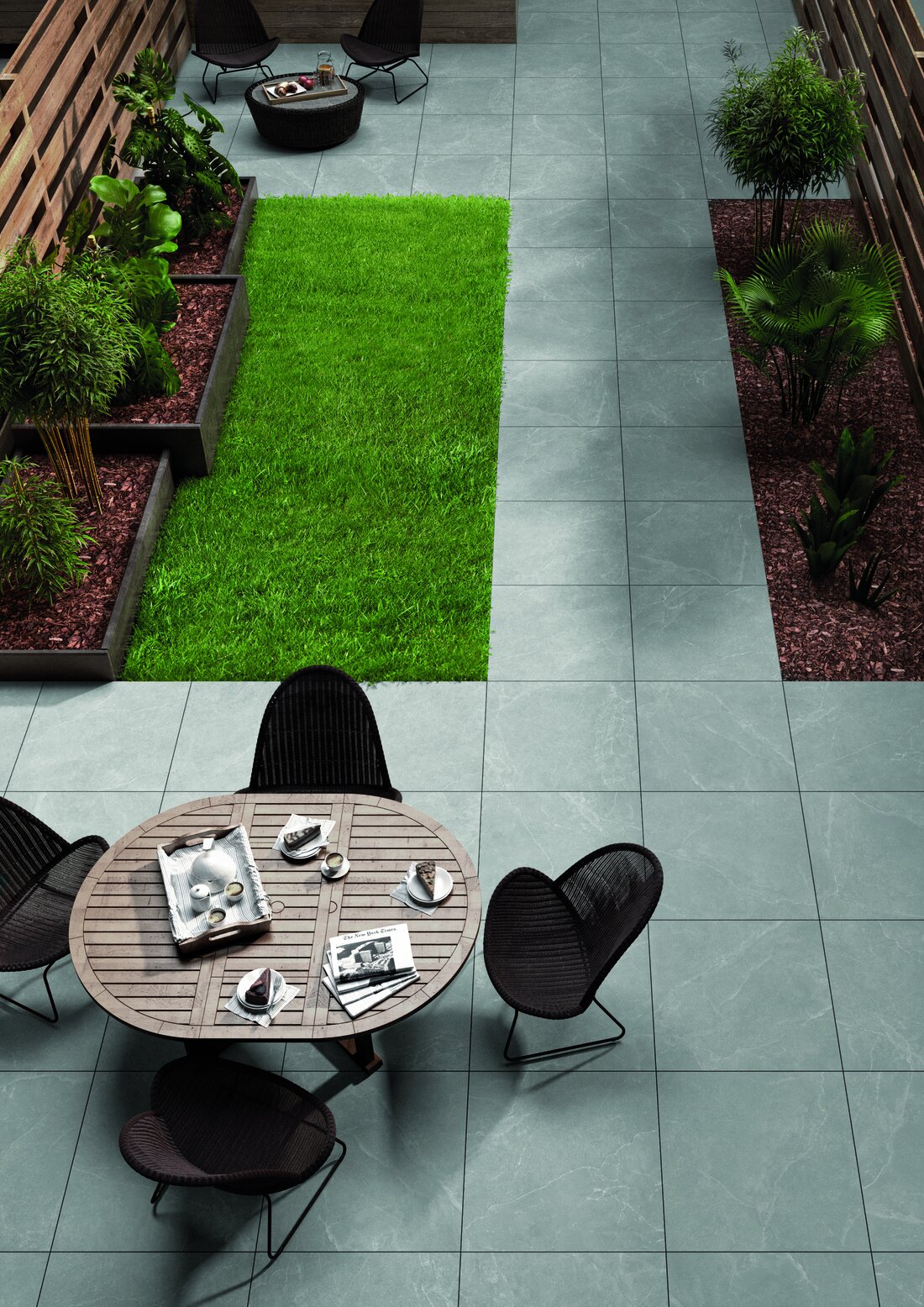 Graue Terrassenplatten
